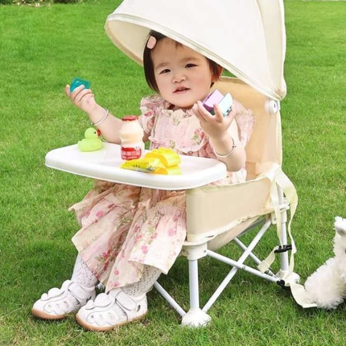 キャンプ椅子 キッズ用日よけ付き折りたたみチェア